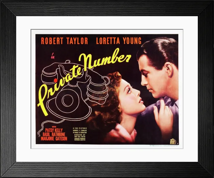 Framed Print : PRIVATE NUMBER, l-r: Loretta Young, Robert Taylor on US poster art, 1936, TM and Copyright 20th Century Fox Film Corp. All rights reserved. / courtesy Everett Collection Framed Print : PRIVATE NUMBER, l-r: Loretta Young, Robert Taylor on US poster art, 1936, TM and Copyright 20th Century Fox Film Corp. All rights reserved. / courtesy Everett Collection
