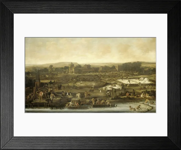 Framed Print : Wool Making, by Pieter de Molijn, 1651 Dutch painting, oil on canvas. Industrial scale wool processing, probably in Italy or Spain