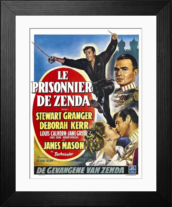 Framed Print : THE PRISONER OF ZENDA, clockwise, from top to bottom: Stewart Granger, James Mason, Stewart Granger, Deborah Kerr, 1952