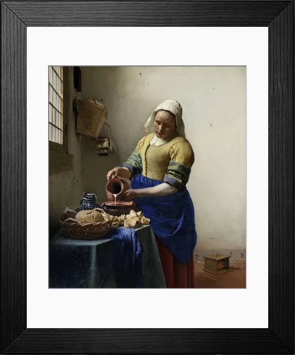 Framed Print : The Milkmaid, by Johannes Vermeer, 1660, Dutch painting, oil on canvas Framed Print : The Milkmaid, by Johannes Vermeer, 1660, Dutch painting, oil on canvas