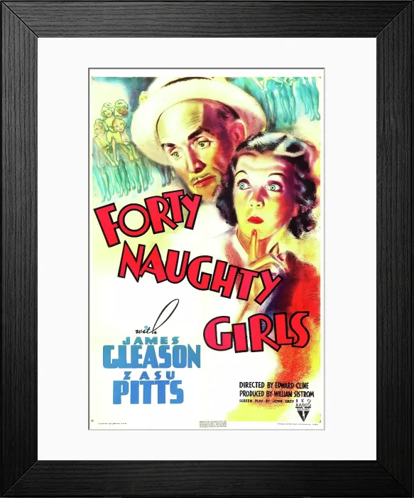 Framed Print : FORTY NAUGHTY GIRLS, US poster art, from left: James Gleason, Zasu Pitts, 1937 Framed Print : FORTY NAUGHTY GIRLS, US poster art, from left: James Gleason, Zasu Pitts, 1937