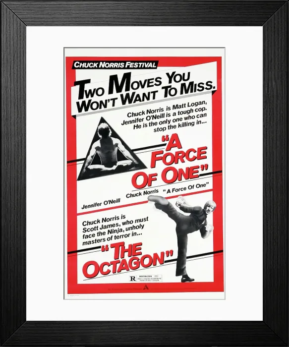 Framed Print : A FORCE OF ONE, 1979, THE OCTAGON, 1980, US Poster, Chuck Norris, American Cinema Releasing / courtesy Everett Collection