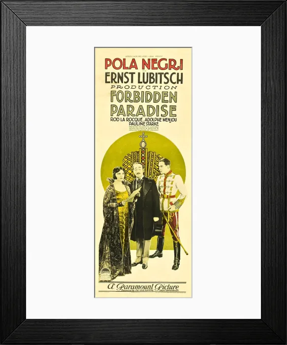 Framed Print : FORBIDDEN PARADISE, from left: Pola Negri, Adolphe Menjou, Rod La Rocque, 1924