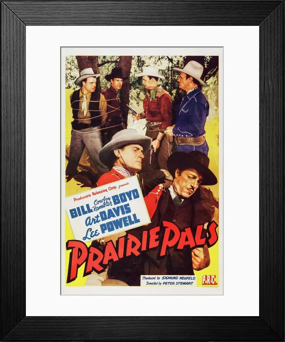 Framed Print : PRAIRIE PALS, US poster art, Bill Boyd, (top, second right), Art Davis, (top right), Lee Powell, (bottom left), 1942 Framed Print : PRAIRIE PALS, US poster art, Bill Boyd, (top, second right), Art Davis, (top right), Lee Powell, (bottom left), 1942