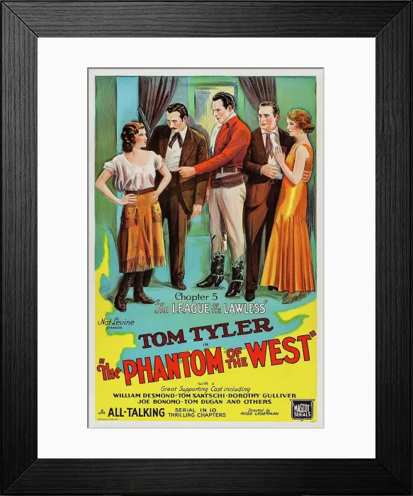 Framed Print : THE PHANTOM OF THE WEST, US poster art, center: Tom Tyler in Chapter 5: The League of the Lawless, 1931