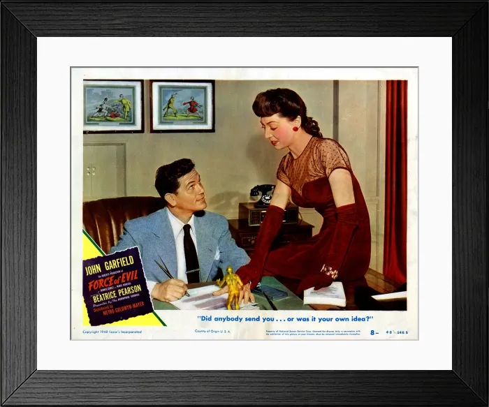 Framed Print : FORCE OF EVIL, John Garfield, Marie Windsor, 1948