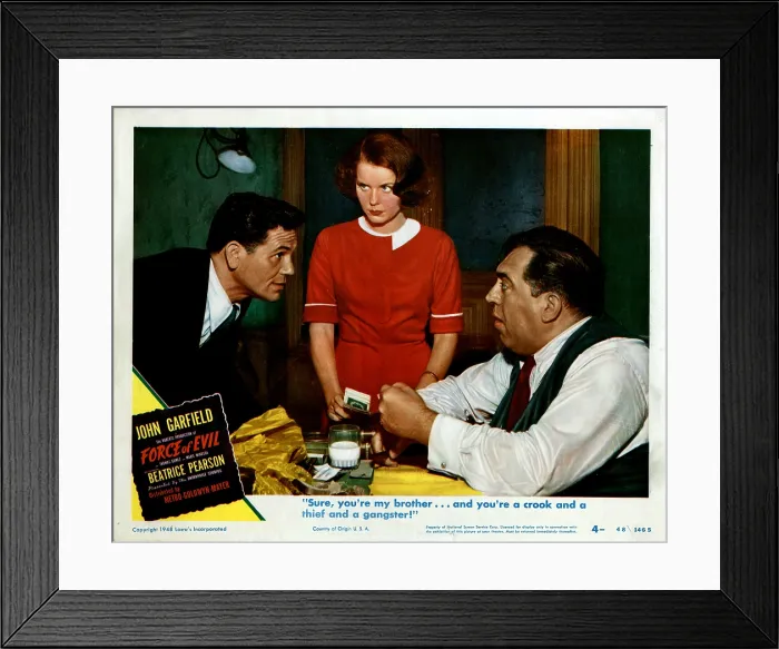Framed Print : FORCE OF EVIL, John Garfield, Beatrice Pearson, Thomas Gomez, 1948