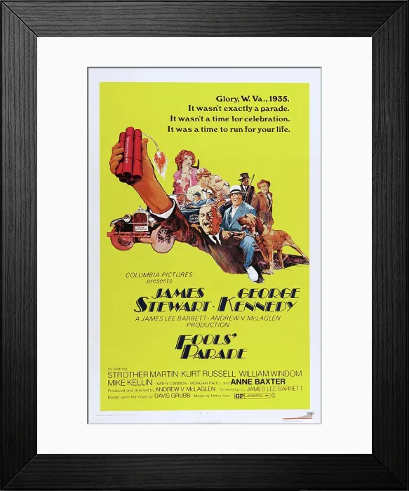 Framed Print : FOOLS PARADE, bottom l-r: James Stewart, George Kennedy on poster art, 1971