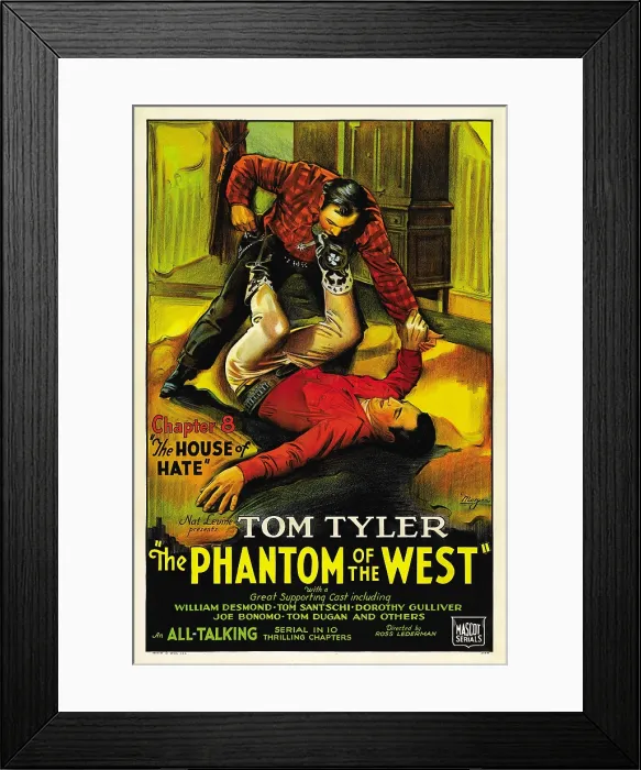 Framed Print : THE PHANTOM OF THE WEST, bottom: Tom Tyler in Chapter 8: The House of Hate, 1931