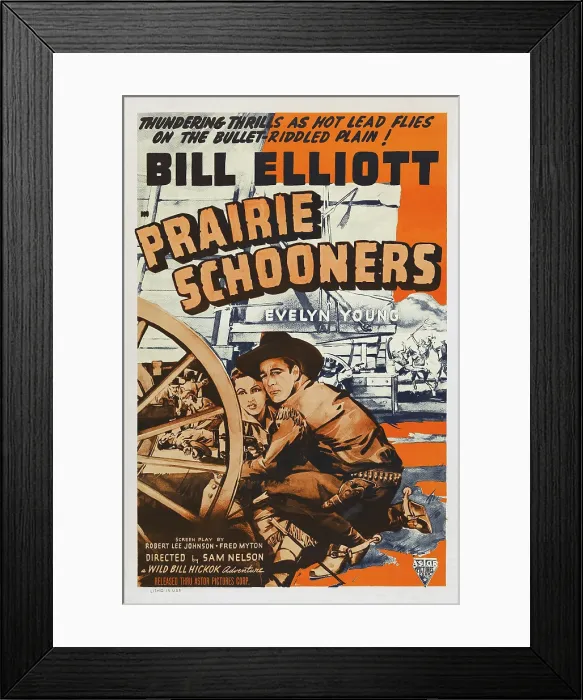Framed Print : PRAIRIE SCHOONERS, US poster, from left: Evelyn Young, Bill Elliott, 1940 Framed Print : PRAIRIE SCHOONERS, US poster, from left: Evelyn Young, Bill Elliott, 1940