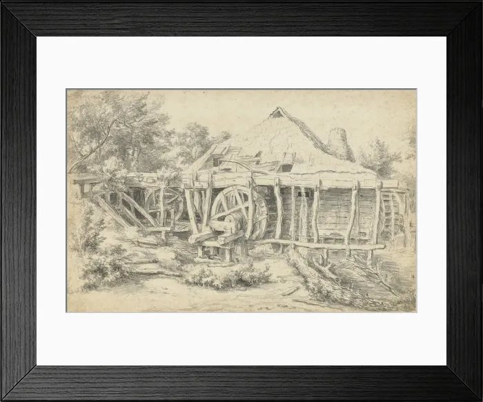 Framed Print : Watermill, by Jacob Van Ruisdael, 1657-59, Dutch drawing, chalk and ink wash on paper. Dutch water mill made of wood (BSLOC_2016_3_211) Framed Print : Watermill, by Jacob Van Ruisdael, 1657-59, Dutch drawing, chalk and ink wash on paper. Dutch water mill made of wood (BSLOC_2016_3_211)