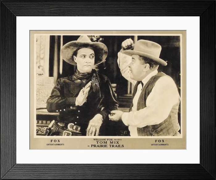 Framed Print : PRAIRIE TRAILS, left: Tom Mix on lobbycard, 1920, TM and Copyright 20th Century Fox Film Corp. All rights reserved. / courtesy Everett Collection
