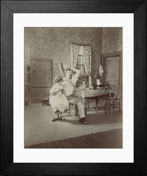 Framed Print : Scene from LITTLE ITALY, a play by Horace Fry, produced in 1902 and set in a NYC tenement apartment