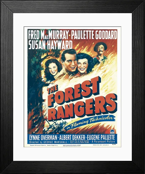 Framed Print : THE FOREST RANGERS, from left: Susan Hayward, Fred MacMurray, Paulette Goddard, Albert Dekker on window card, 1942 Framed Print : THE FOREST RANGERS, from left: Susan Hayward, Fred MacMurray, Paulette Goddard, Albert Dekker on window card, 1942