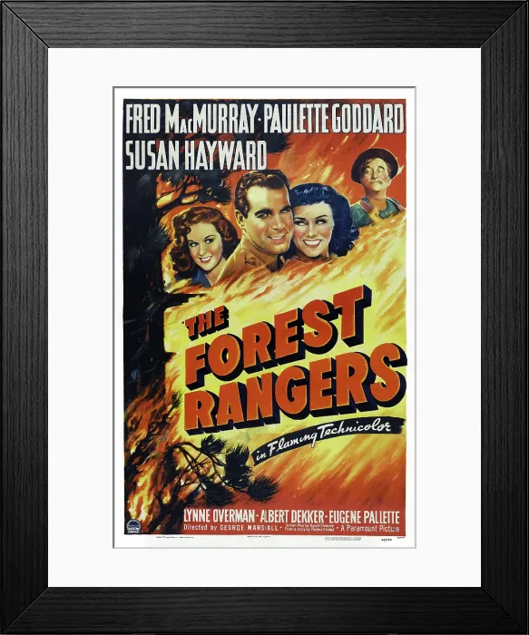 Framed Print : THE FOREST RANGERS, l-r: Susan Hayward, Fred MacMurray, Paulette Goddard, Albert Dekker on poster art, 1942