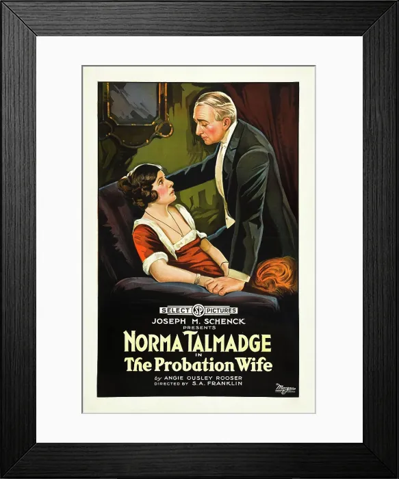 Framed Print : THE PROBATION WIFE, left: Norma Talmadge on poster art, 1919
