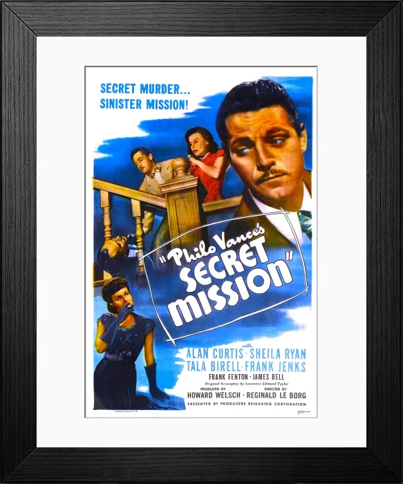 Framed Print : PHILO VANCE'S SECRET MISSION, US poster, Alan Curtis (top right), Sheila Ryan bottom left), 1947