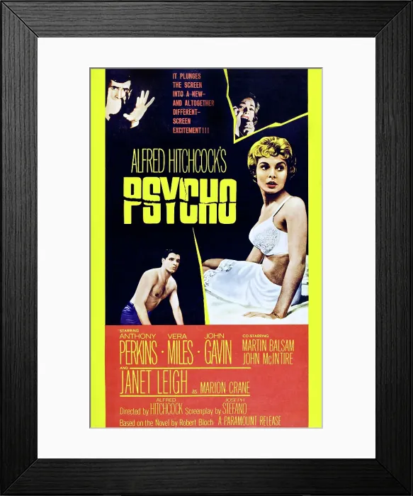 Framed Print : PSYCHO, clockwise from top left: Anthony Perkins, Vera Miles, Janet Leigh, John Gavin, 1960