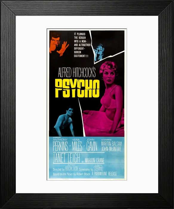 Framed Print : PSYCHO, U.S. poster, top left: Anthony Perkins; top right: Vera Miles; lower left: John Gavin; middle right: Janet Leigh, 1960