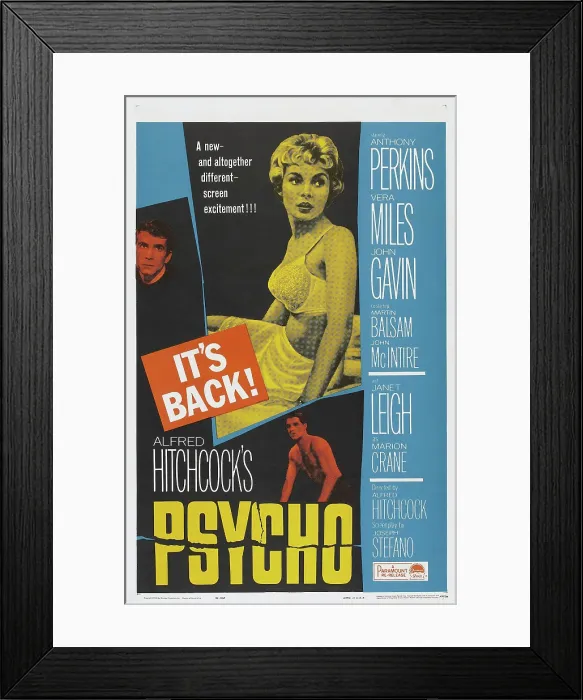 Framed Print : PSYCHO, US poster, Anthony Perkins (left), Janet Leigh (center), John Gavin (bottom), 1960 Framed Print : PSYCHO, US poster, Anthony Perkins (left), Janet Leigh (center), John Gavin (bottom), 1960