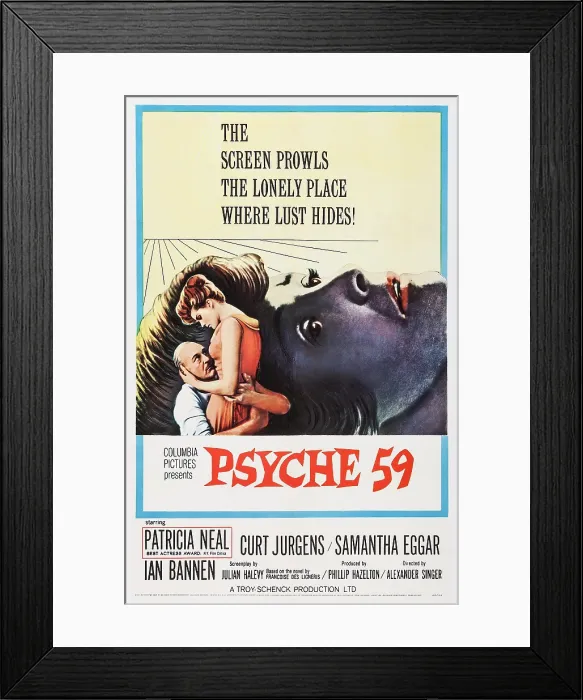 Framed Print : PSYCHE 59, US poster, from left: Curd Jurgens, Samantha Eggar, Patricia Neal (rear), 1964 Framed Print : PSYCHE 59, US poster, from left: Curd Jurgens, Samantha Eggar, Patricia Neal (rear), 1964
