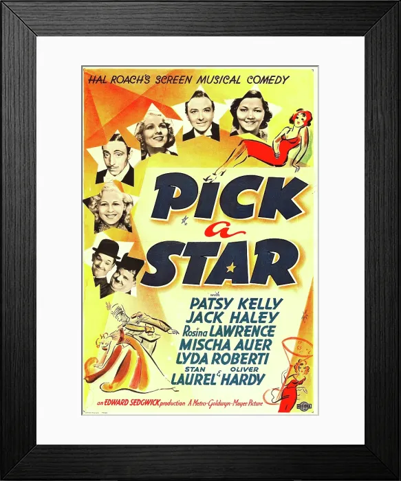 Framed Print : PICK A STAR, US poster art, counter-clockwise from top right: Patsy Kelly, Jack Haley, Rosina Lawrence, Mischa Auer, Lyda Roberti, Stan Laurel, Oliver Hardy, 1937 Framed Print : PICK A STAR, US poster art, counter-clockwise from top right: Patsy Kelly, Jack Haley, Rosina Lawrence, Mischa Auer, Lyda Roberti, Stan Laurel, Oliver Hardy, 1937