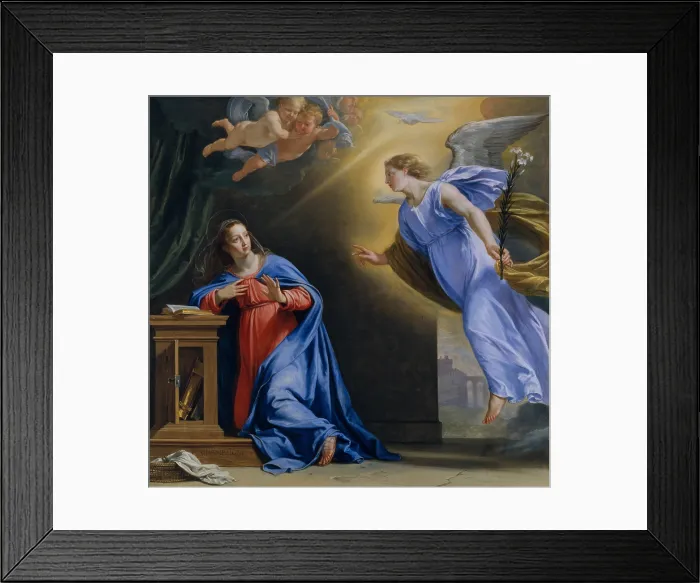 Framed Print : THE ANNUNCIATION, by Philippe de Champaigne, 1644, French painting, oil on wood. This was painted for the private chapel of Queen Anne of Austria, the widowed wife of Louis XIII