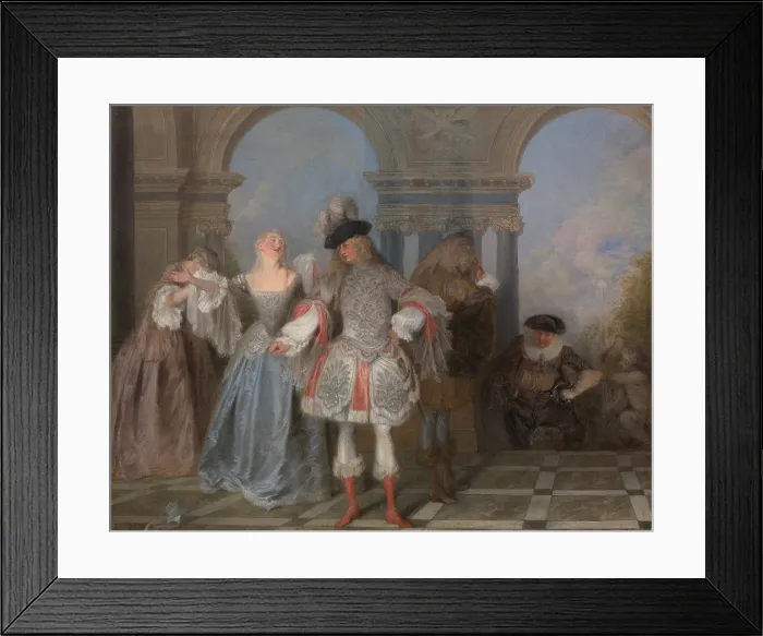 Framed Print : THE FRENCH COMEDIANS, by Antoine Watteau, French painting, oil on canvas. The painting depicts a scene as it was played on stage Framed Print : THE FRENCH COMEDIANS, by Antoine Watteau, French painting, oil on canvas. The painting depicts a scene as it was played on stage