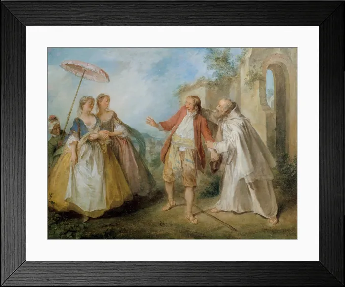 Framed Print : BROTHER PHILIPPE'S GEESE, by Nicolas Lancret, 1736, French painting, oil on copper