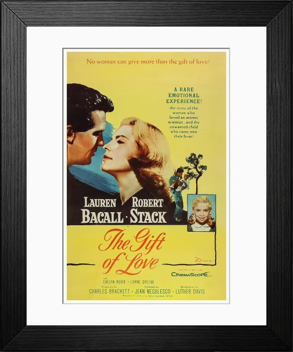 Framed Print : THE GIFT OF LOVE, US poster art, from left: Robert Stack, Lauren Bacall, Evelyn Rudie, 1958. TM & Copyright 20th Century Fox Film Corp