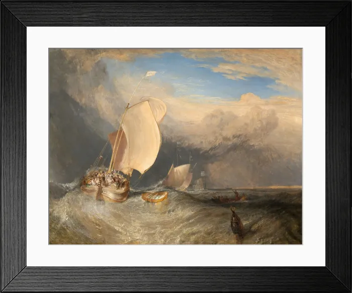 Framed Print : Fishing Boats with Hucksters Bargaining for Fish, 1832-1842, by Joseph Mallord William Turner, 1775-1851, British painting, oil on canvas, At lower right
