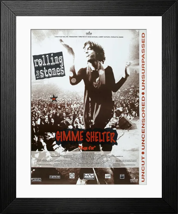 Framed Print : GIMME SHELTER, (aka T AGE D'OR), French poster, Mick Jagger, 1970 Framed Print : GIMME SHELTER, (aka T AGE D'OR), French poster, Mick Jagger, 1970