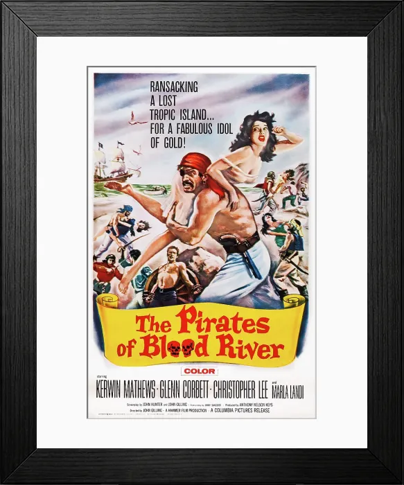 Framed Print : THE PIRATES OF BLOOD RIVER, US poster art, 1962