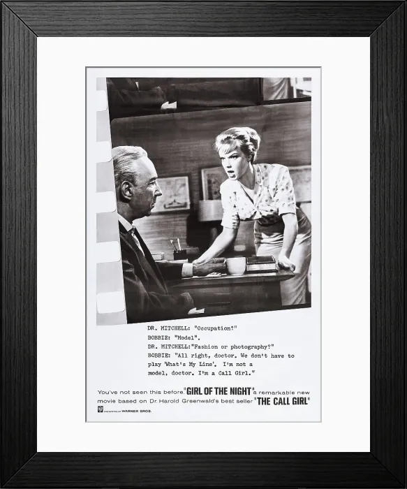 Framed Print : GIRL OF THE NIGHT, l-r: Lloyd Nolan, Anne Francis on poster art, 1960 Framed Print : GIRL OF THE NIGHT, l-r: Lloyd Nolan, Anne Francis on poster art, 1960