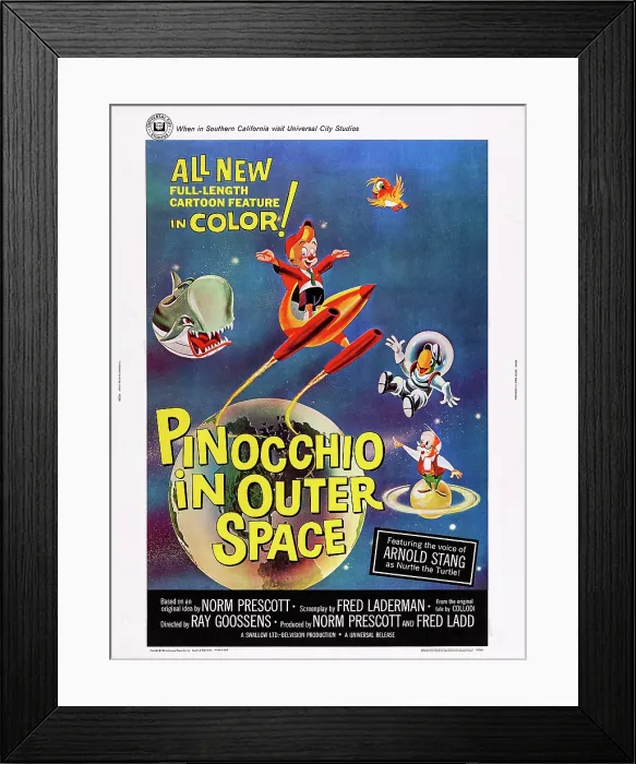 Framed Print : PINOCCHIO IN OUTER SPACE, US poster, Pinocchio (center), 1965 Framed Print : PINOCCHIO IN OUTER SPACE, US poster, Pinocchio (center), 1965