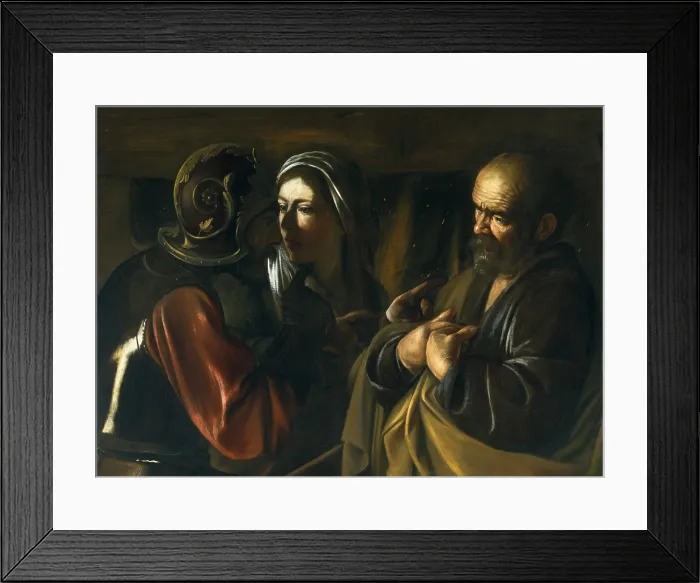 Framed Print : THE DENIAL OF ST. PETER, by Caravaggio, 1610, Italian painting, oil on canvas Framed Print : THE DENIAL OF ST. PETER, by Caravaggio, 1610, Italian painting, oil on canvas