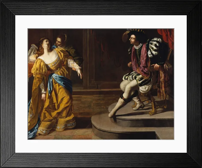 Framed Print : ESTHER BEFORE AHASUERUS, by Artemisia Gentileschi, 1620-50, Italian painting, oil on canvas. Artemisia Gentileschi was the most famous woman painter of the 17th century