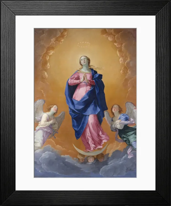 Framed Print : THE IMMACULATE CONCEPTION, by Guido Reni, 1627, Italian painting, oil on canvas. Painting for an altarpiece commissioned for the Infanta of Spain