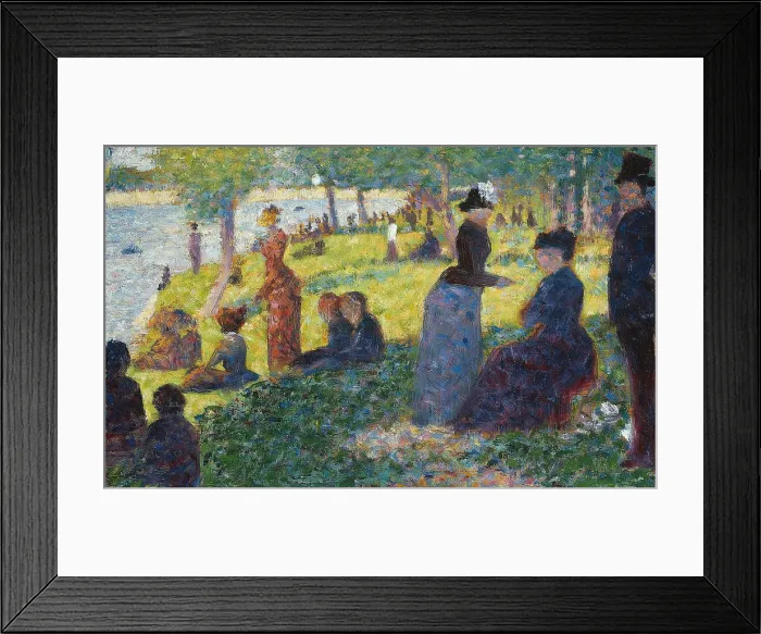 Framed Print : Oil Sketch for La Grande Jatte. 1884, by Georges Seurat, 1855-1891, French Post-Impressionist painting, oil on panel. (BSLOC_2023_2_36)
