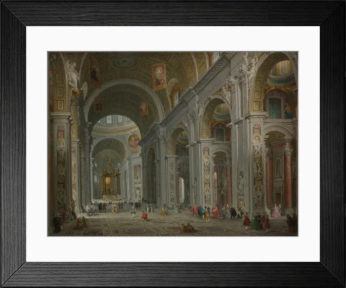 Framed Print : INTERIOR OF ST. PETER'S, by Giovanni Paolo Panini, 1754, Italian painting, oil on canvas