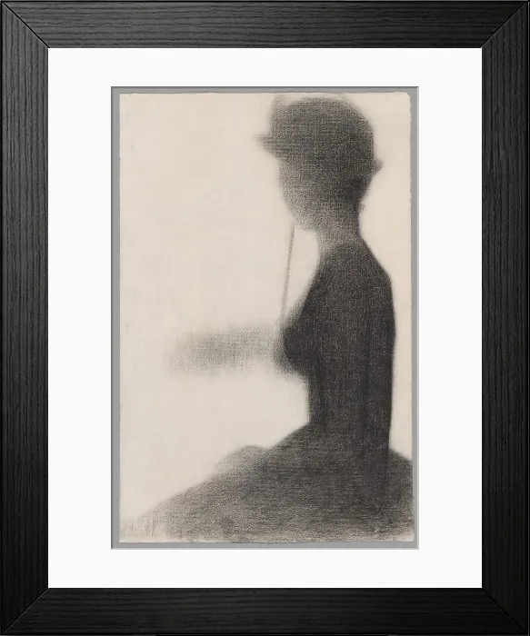 Framed Print : Seated Woman with a Parasol (study for La Grande Jatte), 1884-1885, by Georges Seurat, French Post-Impressionist drawing, painting, black Cont crayon on ivory laid paper
