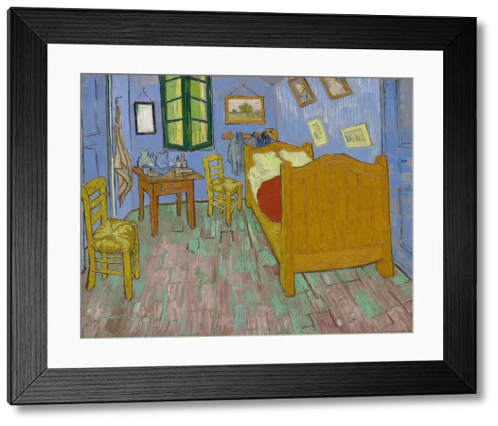 Framed Print : The Bedroom, 1889, by Vincent van Gogh, 1853-1890, Dutch Post Impressionist painting, oil on canvas Painted in October 1889, it depicts first home as an artist in Arles, France Framed Print : The Bedroom, 1889, by Vincent van Gogh, 1853-1890, Dutch Post Impressionist painting, oil on canvas Painted in October 1889, it depicts first home as an artist in Arles, France