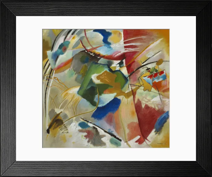Framed Print : Painting with Green Center, 1913, by Vasily Kandinsky, 1866-1944, Russian born, German and French residence, abstract painting, oil on canvas