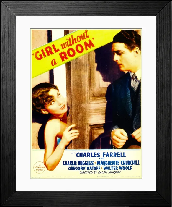 Framed Print : GIRL WITHOUT A ROOM, from left: Marguerite Churchill, Charles Farrell on midget window card, 1933 Framed Print : GIRL WITHOUT A ROOM, from left: Marguerite Churchill, Charles Farrell on midget window card, 1933