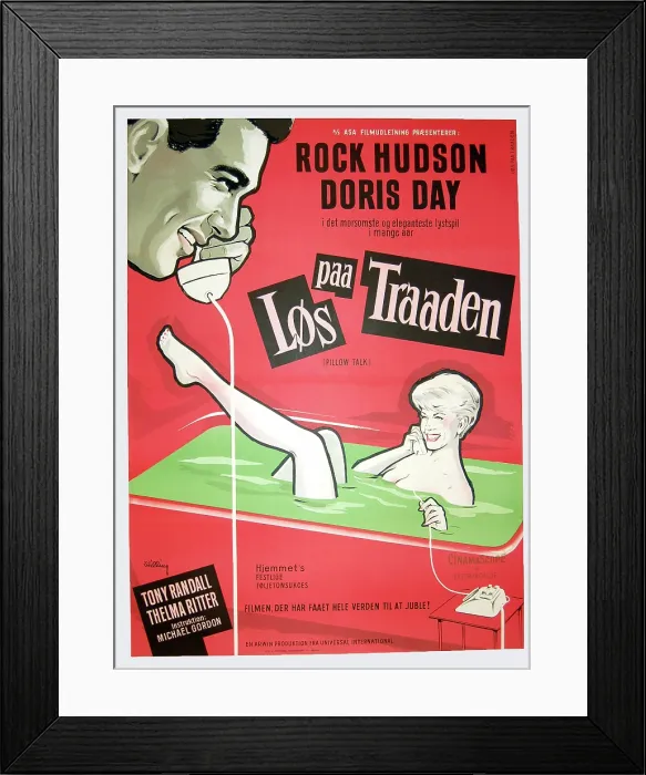 Framed Print : PILLOW TALK, (aka LOS PAA TRAADEN), Danish poster, Rock Hudson, Doris Day, 1959