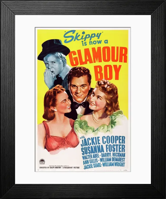 Framed Print : GLAMOUR BOY, top: Jackie Cooper, bottom from left: Ann Gillis, Jackie Cooper, Susanna Foster on poster art, 1941