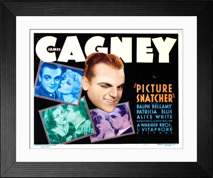 Framed Print : PICTURE SNATCHER, titlecard, top right: James Cagney, inset, top left: James Cagney, Alice White, inset, bottom left: Patricia Ellis, James Cagney Framed Print : PICTURE SNATCHER, titlecard, top right: James Cagney, inset, top left: James Cagney, Alice White, inset, bottom left: Patricia Ellis, James Cagney