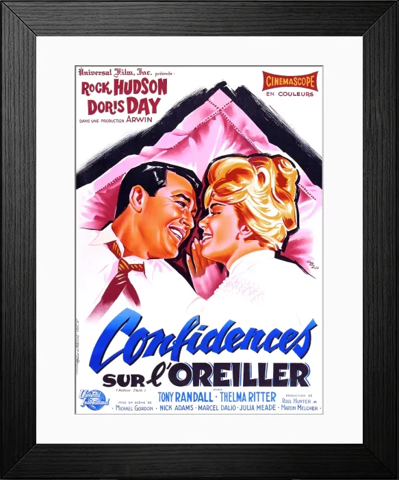 Framed Print : PILLOW TALK, (aka CONFIDENCES SUR L'OREILLER), from left: Rock Hudson, Doris Day, 1959