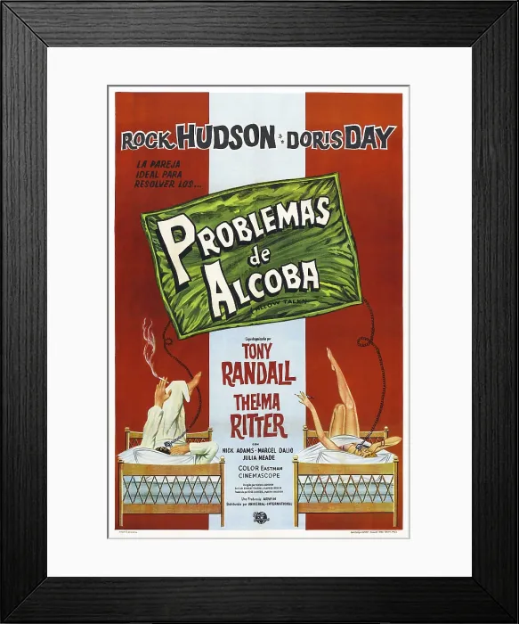 Framed Print : PILLOW TALK, (aka PROBLEMAS DE ALCOBA), Argentinan poster, Rock Hudson, Doris Day, 1959 Framed Print : PILLOW TALK, (aka PROBLEMAS DE ALCOBA), Argentinan poster, Rock Hudson, Doris Day, 1959