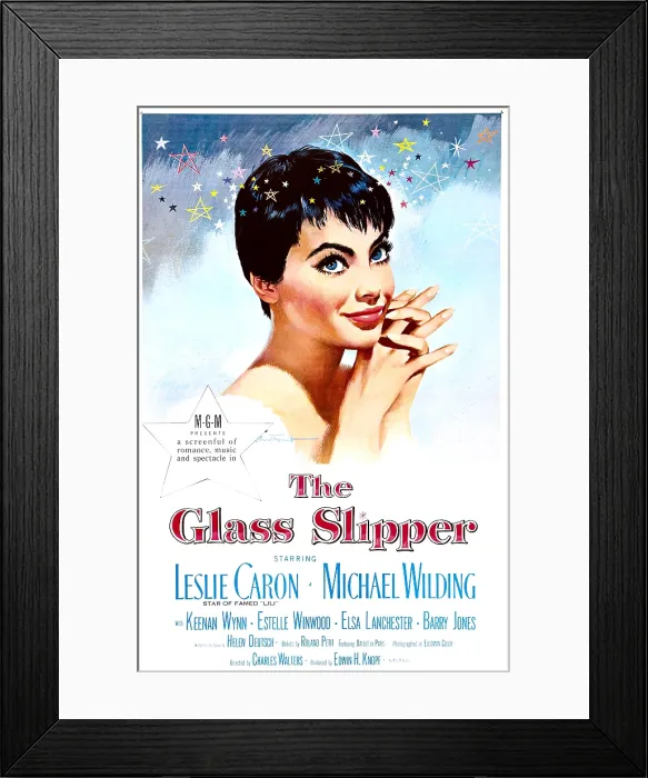 Framed Print : THE GLASS SLIPPER, US poster, Leslie Caron on poster art, 1955